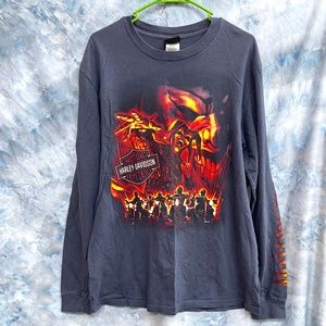 VTG 2011 Harley Davidson Mens Long Sleeve Tee Size L Jester Carlton Harley